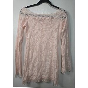 Victoria's Secret Pink Floral Lace Sheer Top Long Sleeve M Fairycore Romantic